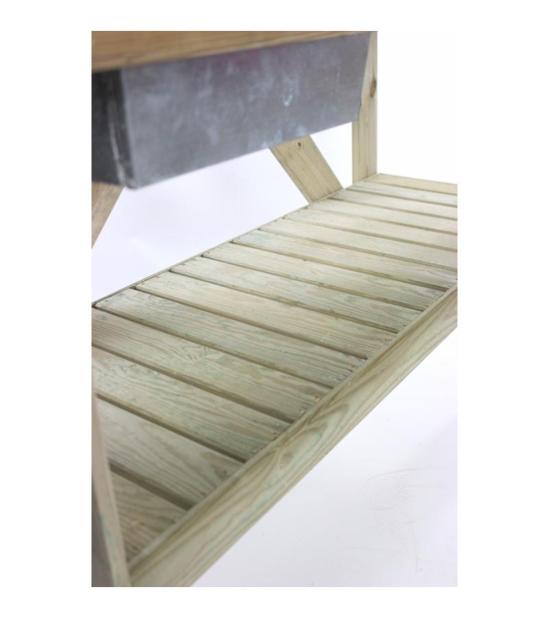 Express oppottafel met zinken bak 122x46x52 cm