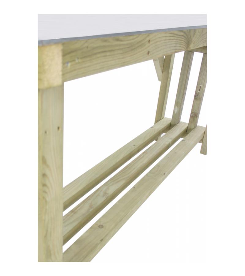 Express oppottafel met zinken blad 180x50x80 cm