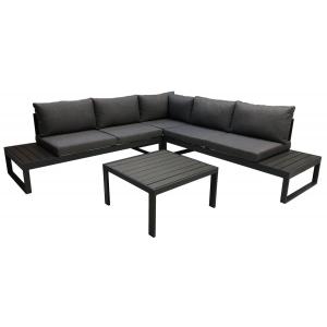 Sirmione aluminium loungeset Aluminium Textiel Antraciet Grijs