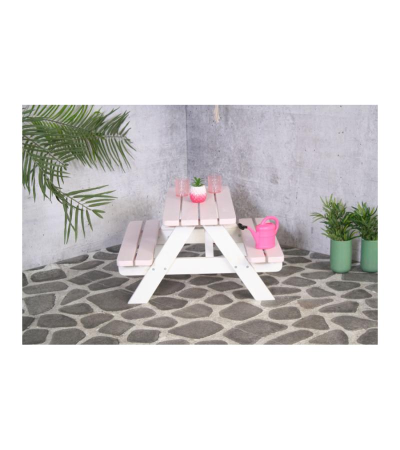 Kinderpicknicktafel Minnie roze/wit