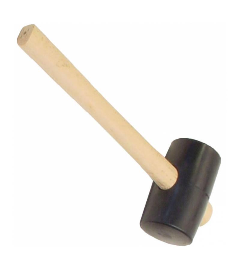 Rubber hamer hard 1350 gram met houten steel