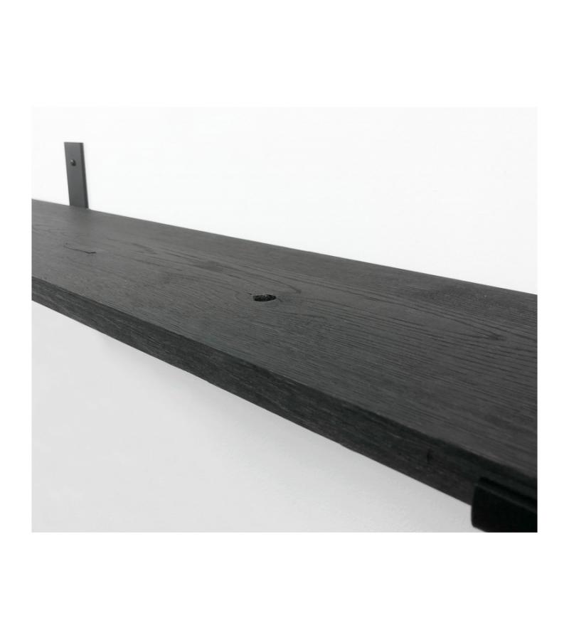 Eiken wandplank zwart 100 x 20 cm met industriele plankdragers