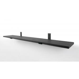 Dagaanbieding - Eiken wandplank zwart 125 x 20 cm met industriele plankdragers dagelijkse koopjes